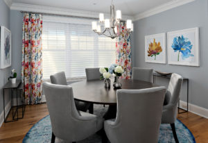 gray dining room set and walls