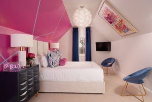 childrens bedroom pink accent wall