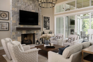 contemporary with traditional design style living room