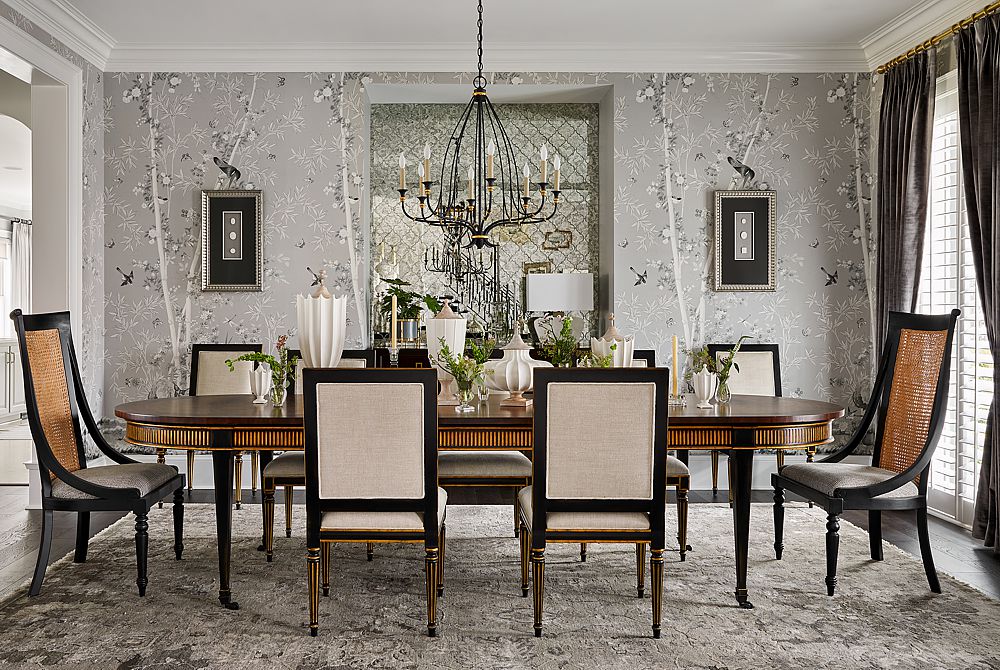 This luxury traditional dining room is part of a new home design.
